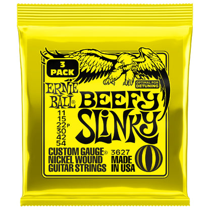 Ernie Ball Electric Guitar Strings Ernie Ball 3627 Beefy Slinky Nickel Wound Electric Guitar Strings Pack of 3 - .11-.54