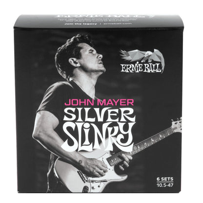 Ernie Ball Electric Guitar Strings Ernie Ball John Mayer Silver Slinky Electric Guitar Strings - Pack of 6 - 10.5-47