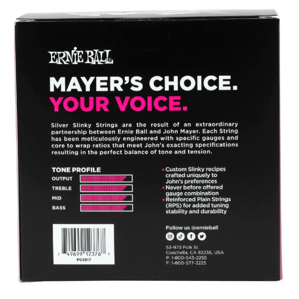 Ernie Ball Electric Guitar Strings Ernie Ball John Mayer Silver Slinky Electric Guitar Strings - Pack of 6 - 10.5-47
