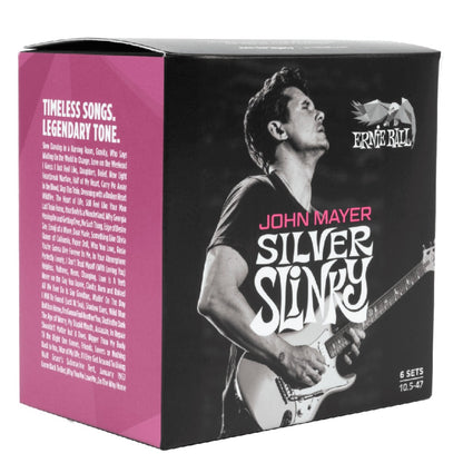 Ernie Ball Electric Guitar Strings Ernie Ball John Mayer Silver Slinky Electric Guitar Strings - Pack of 6 - 10.5-47