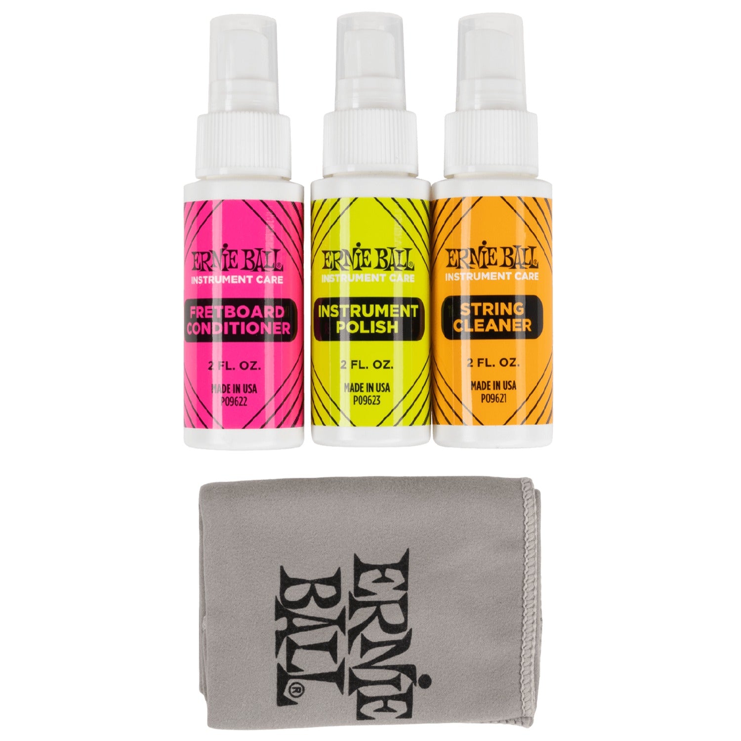 Ernie Ball Guitar Accessories Ernie Ball 3-Pack Instrument Care with Microfiber Polish Cloth