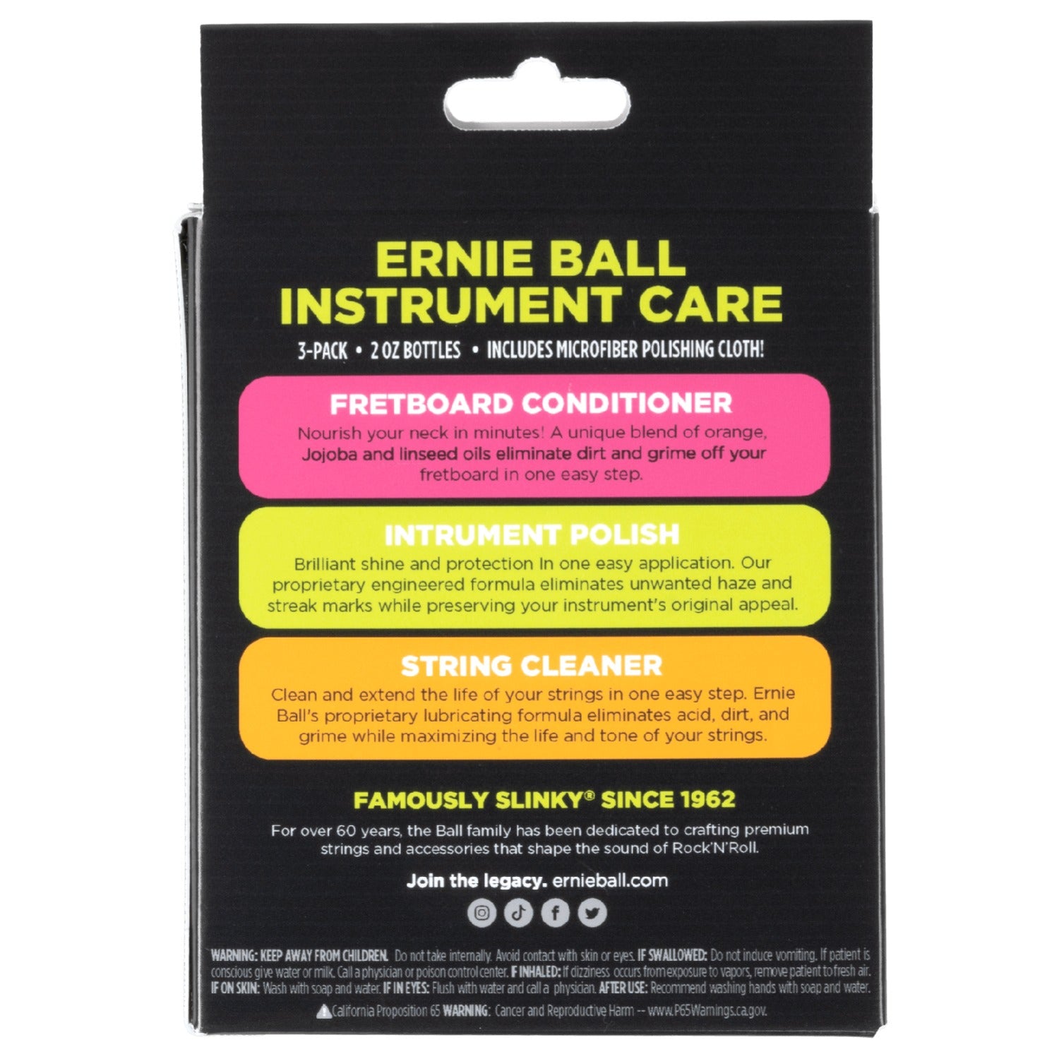 Ernie Ball Guitar Accessories Ernie Ball 3-Pack Instrument Care with Microfiber Polish Cloth