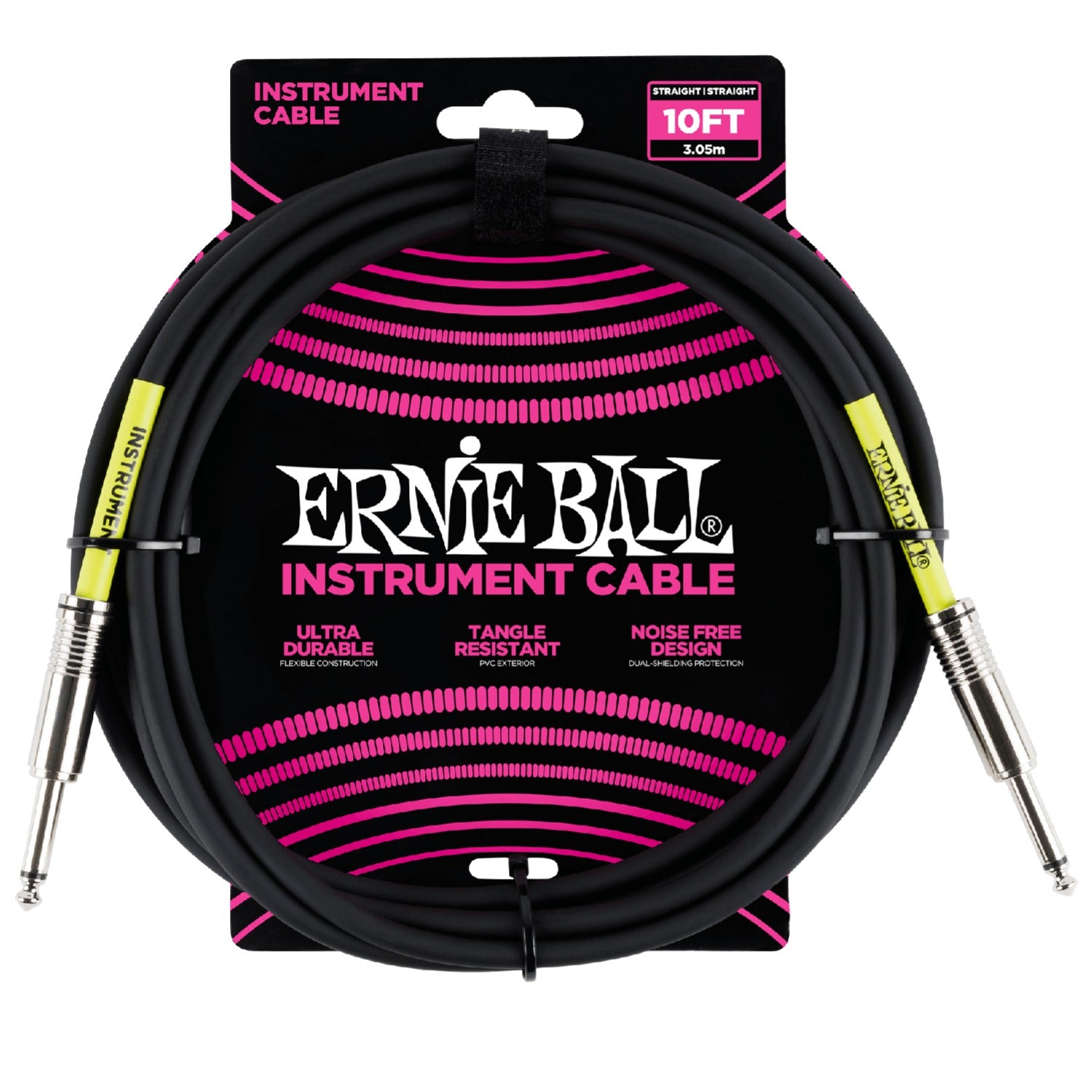 Ernie Ball Guitar Cables 10 Feet Ernie Ball Ultradurable Straight-Straight Instrument Cable - Black