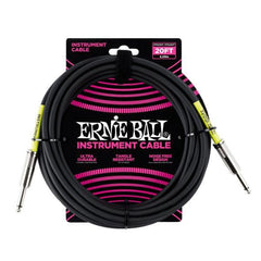 Ernie Ball Guitar Cables 20 Feet Ernie Ball Ultradurable Straight-Straight Instrument Cable - Black