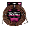 Ernie Ball Guitar Cables Black and Orange Ernie Ball 25 Ft Braided Straight-Angle Instrument Cable