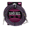Ernie Ball Guitar Cables Multicolor Ernie Ball 25 Ft Braided Straight-Angle Instrument Cable