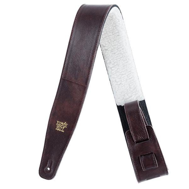 Ernie Ball Guitar Straps Chestnut Ernie Ball 2.5-Inch Adjustable Guitar Strap Italian Leather with Fur Padding
