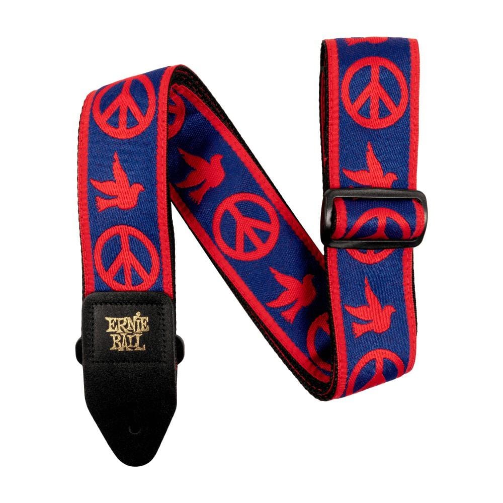 ernie ball guitar straps red and blue peace love dove ernie ball jacquard guitar strap - red and blue peace love dove   
