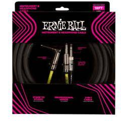 Ernie Ball Instrument Cables 18 ft Ernie Ball Instrument And Headphone Combo Cable
