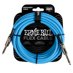 Ernie Ball Instrument Cables Blue Ernie Ball 20ft Flex Straight Instrument Cable
