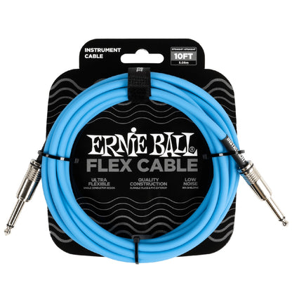 Ernie Ball Instrument Cables Blue Ernie Ball Flex 10 ft Straight to Straight Instrument Cable