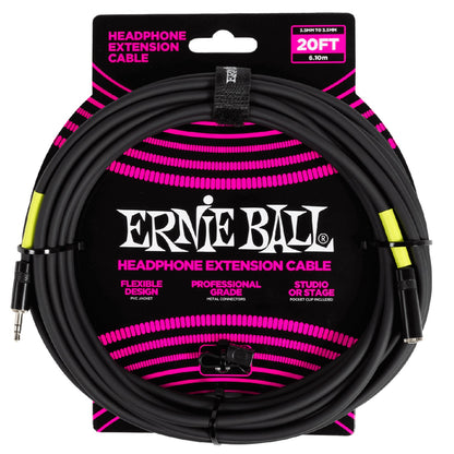 Ernie Ball Instrument Cables Ernie Ball 3.5mm 20ft Headphone Extension Instrument Cable - Black