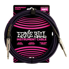 Ernie Ball Instrument Cables Ernie Ball 6393 10ft Braided Straight Instrument Cable - Purple Black