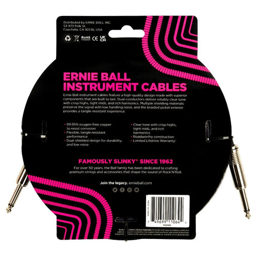 Buy Ernie Ball 6395 18ft Braided Straight Instrument Cable Purple