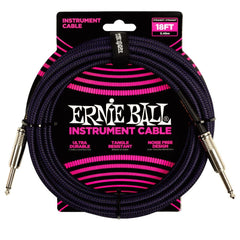 Ernie Ball Instrument Cables Ernie Ball 6395 18ft Braided Straight Instrument Cable - Purple Black