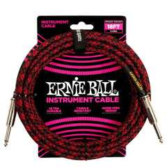 Ernie Ball Instrument Cables Ernie Ball 6396 18ft Braided Straight Instrument Cable - Red Black