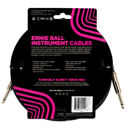 Ernie Ball Instrument Cables Ernie Ball 6397 25ft Braided Straight Instrument Cable - Purple Black