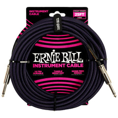 Ernie Ball Instrument Cables Ernie Ball 6397 25ft Braided Straight Instrument Cable - Purple Black