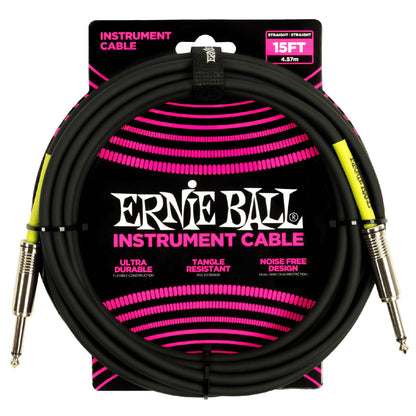Ernie Ball Instrument Cables Ernie Ball 6399 15ft PVC Straight Instrument Cable - Black