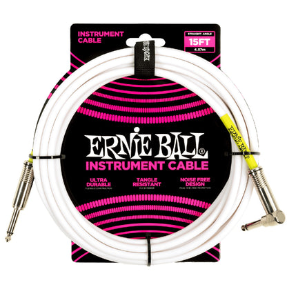 Ernie Ball Instrument Cables Ernie Ball 6400 15ft PVC Straight Angle Instrument Cable - White