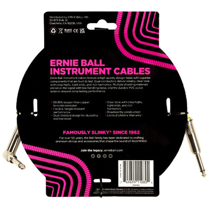 Ernie Ball Instrument Cables Ernie Ball 6400 15ft PVC Straight Angle Instrument Cable - White