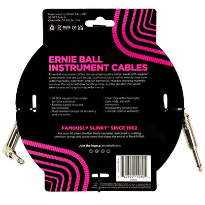 Ernie Ball Instrument Cables Ernie Ball 6400 15ft PVC Straight Angle Instrument Cable - White