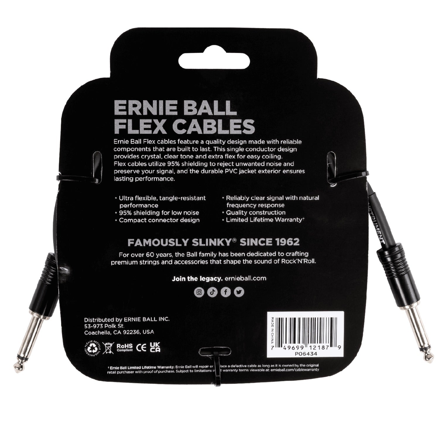 Ernie Ball Instrument Cables Ernie Ball Flex 10ft Straight/Straight Instrument Cable