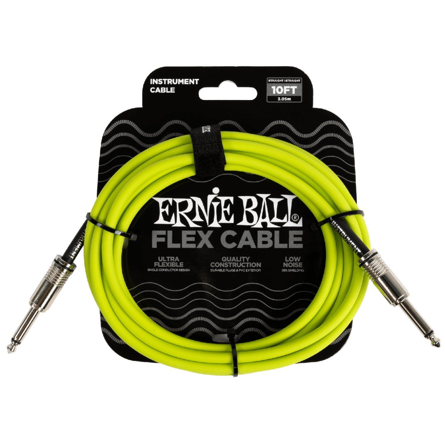 Ernie Ball Instrument Cables Green Ernie Ball 10FT Flex 1/4" TS Male Straight to Same Instrument Cable