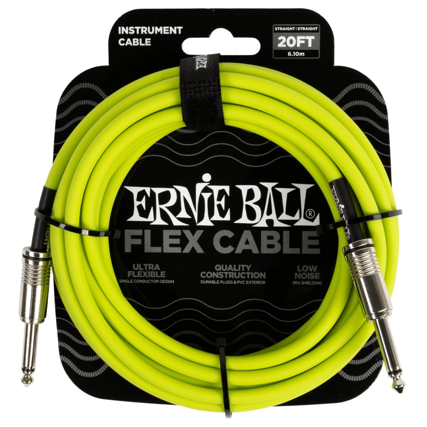 Ernie Ball Instrument Cables Green Ernie Ball 20ft Flex Straight Instrument Cable