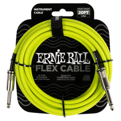 Ernie Ball Instrument Cables Green Ernie Ball 20ft Flex Straight Instrument Cable