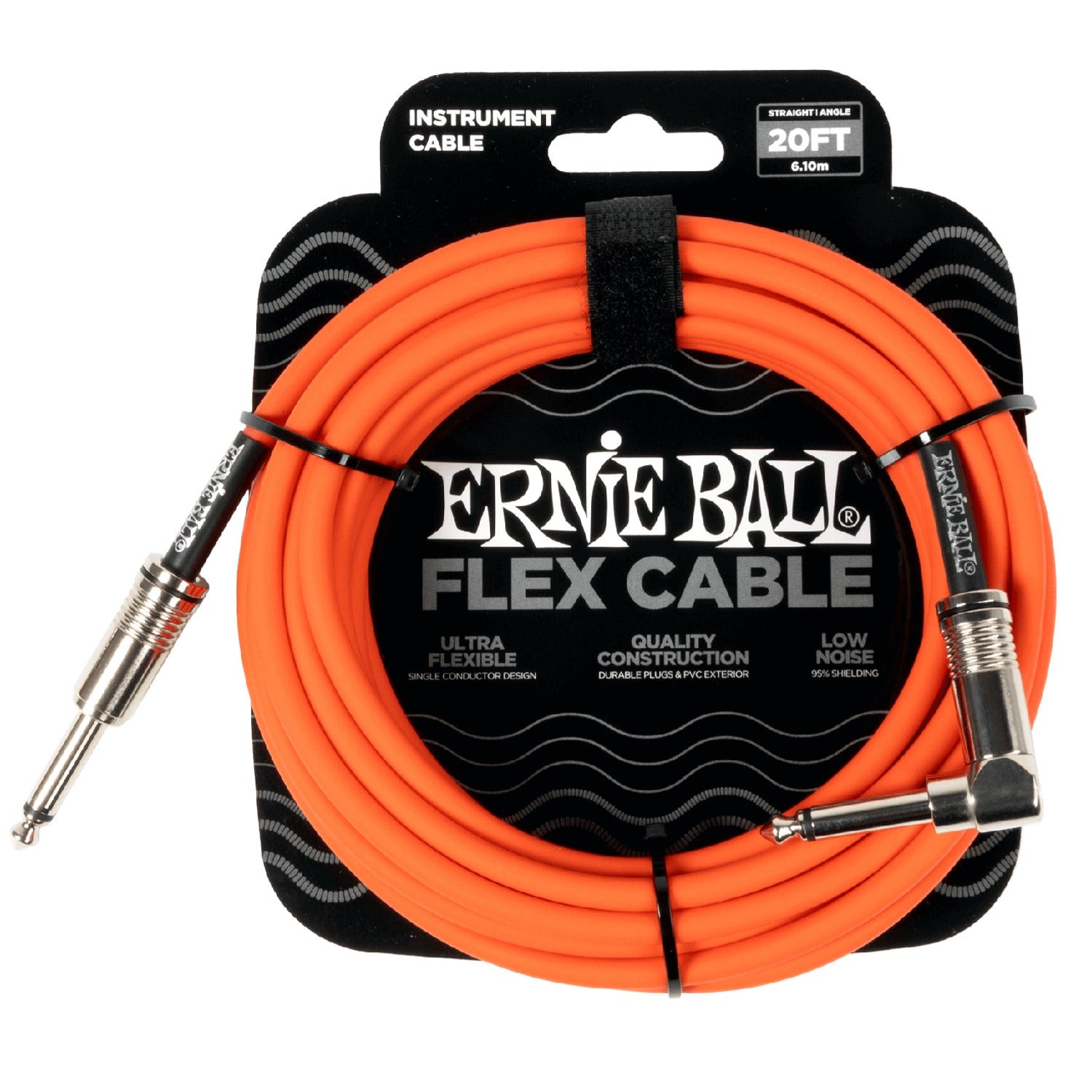 Ernie Ball Instrument Cables Orange Ernie Ball Flex 20Ft Straight Angle Instrument Cable #color_orange