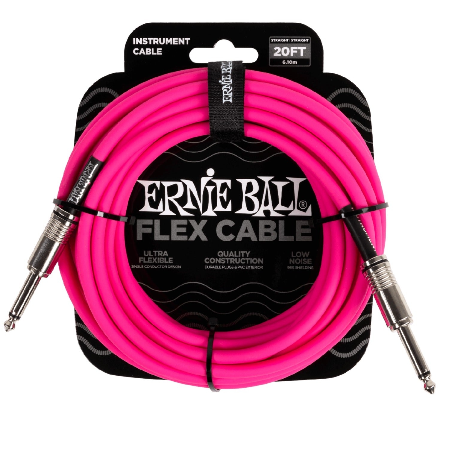 Ernie Ball Instrument Cables Pink Ernie Ball 20ft Flex Straight Instrument Cable