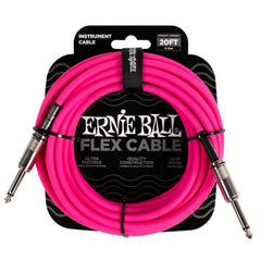 Ernie Ball Instrument Cables Pink Ernie Ball 20ft Flex Straight Instrument Cable