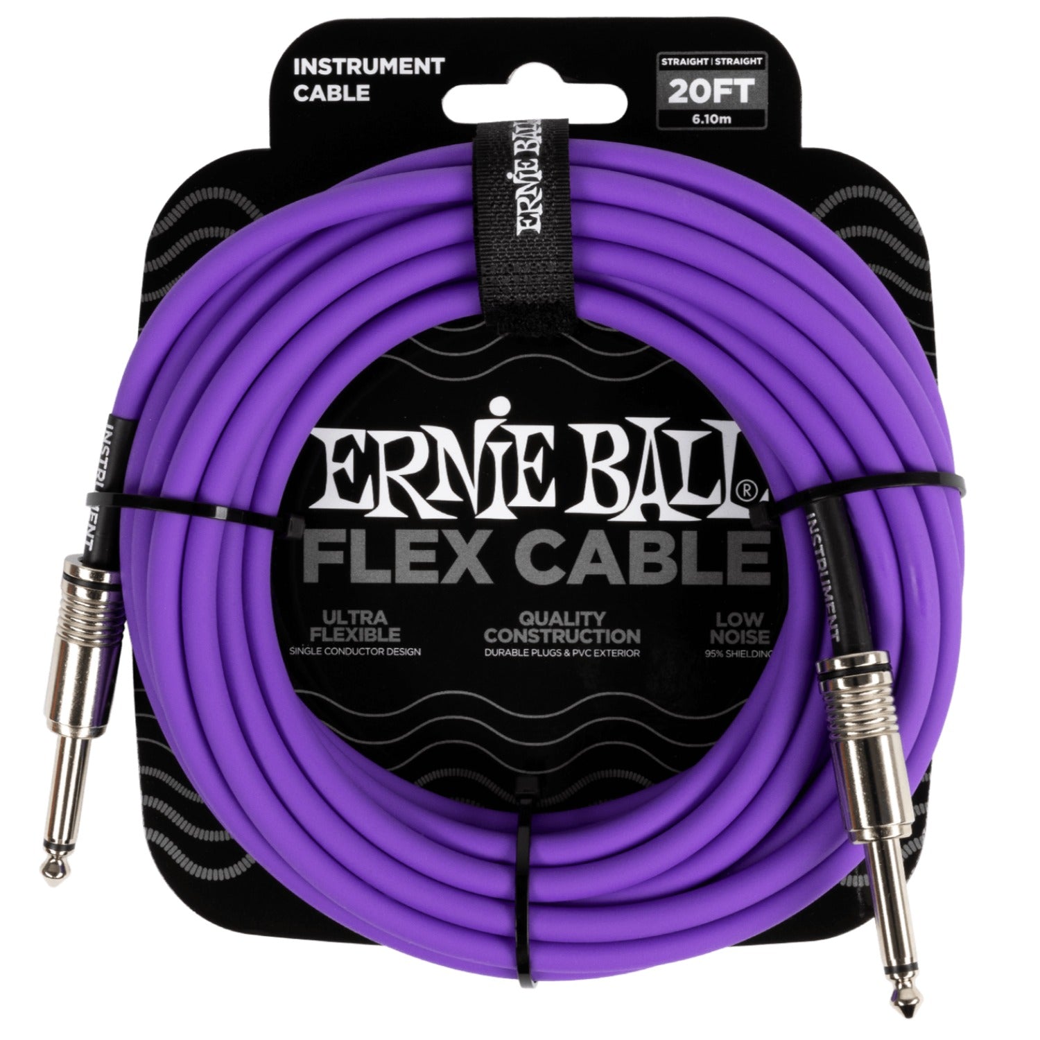 Ernie Ball Instrument Cables Purple Ernie Ball 20ft Flex Straight Instrument Cable