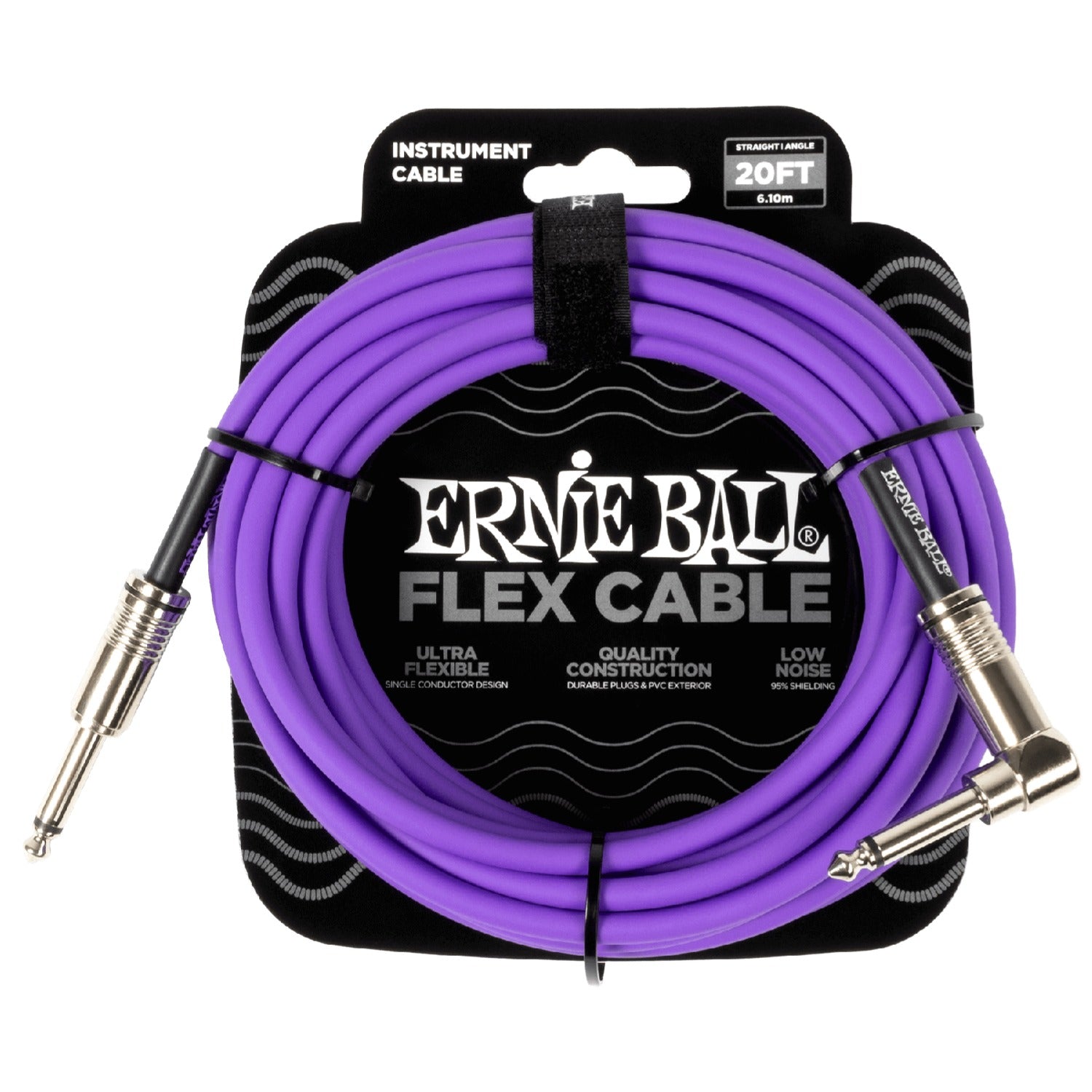 Ernie Ball Instrument Cables Purple Ernie Ball Flex 20Ft Straight Angle Instrument Cable 