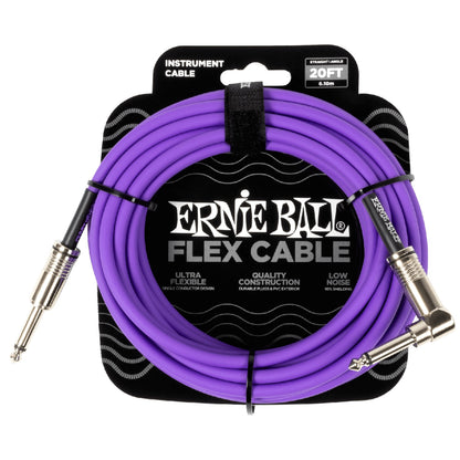 Ernie Ball Instrument Cables Purple Ernie Ball Flex 20Ft Straight Angle Instrument Cable 