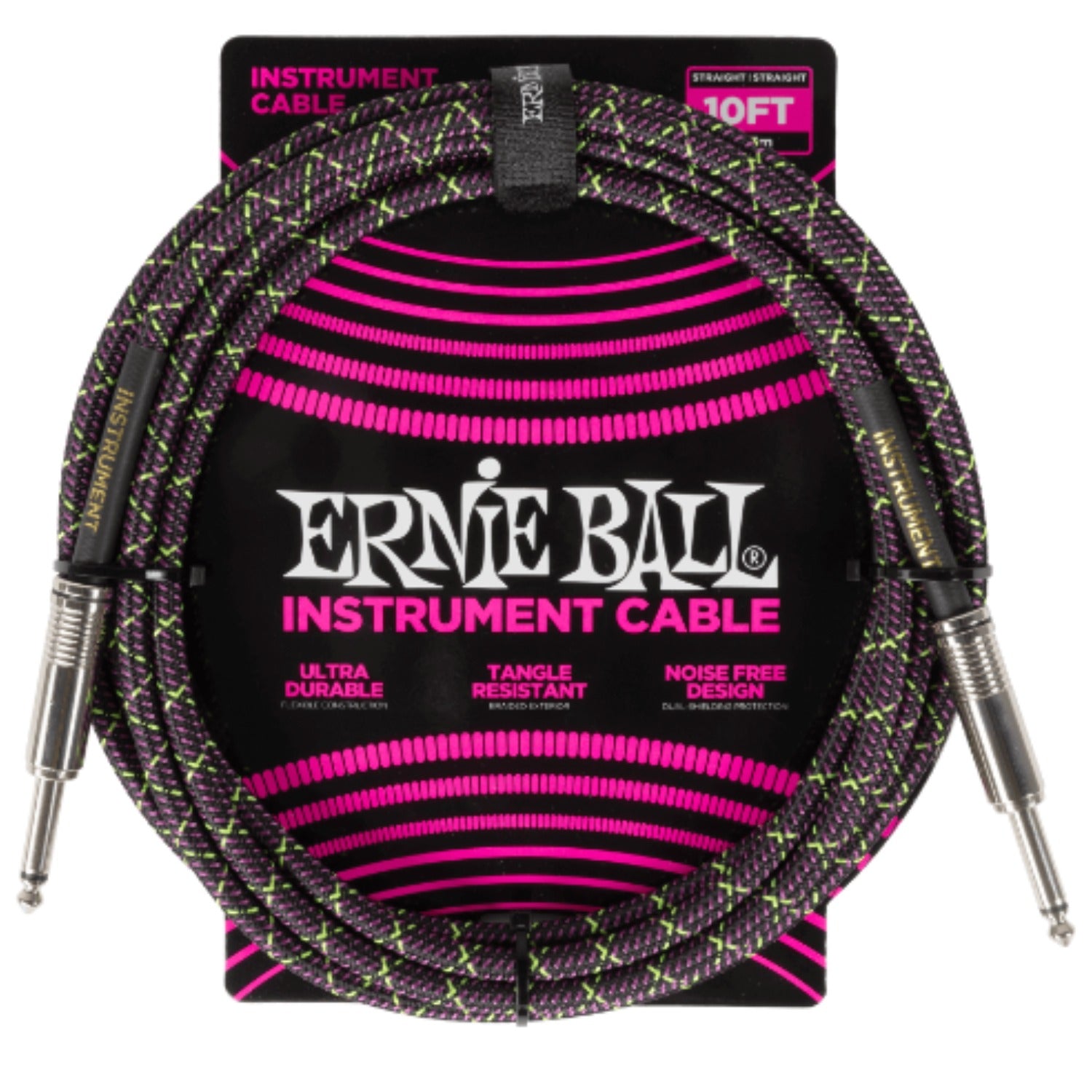 Ernie Ball Instrument Cables Purple Python Ernie Ball Braided 10ft Straight/Straight Instrument Cable