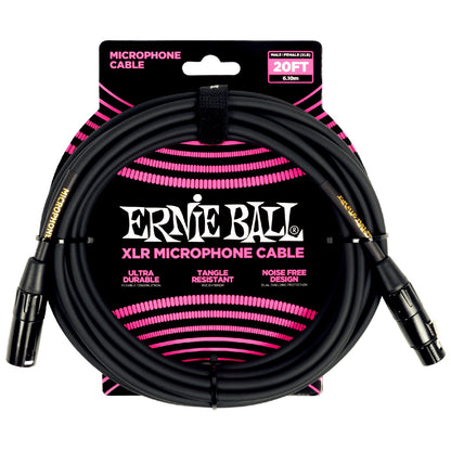 Ernie Ball Microphone Cables Ernie Ball 6388 20ft Male Female XLR Microphone Cable - Black