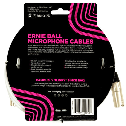 Ernie Ball Microphone Cables Ernie Ball 6389 20ft Male Female XLR Microphone Cable - White