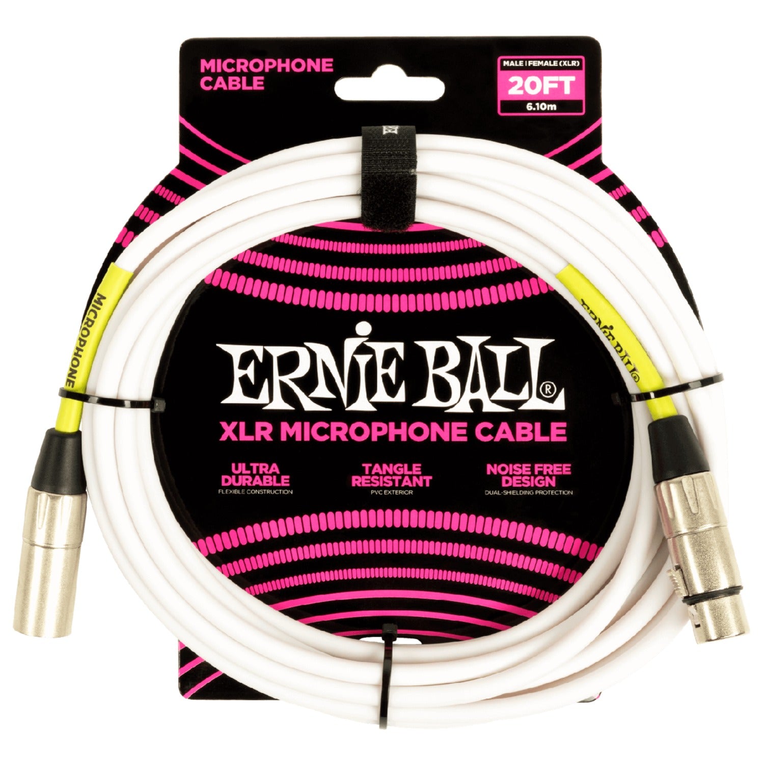 Ernie Ball Microphone Cables Ernie Ball 6389 20ft Male Female XLR Microphone Cable - White