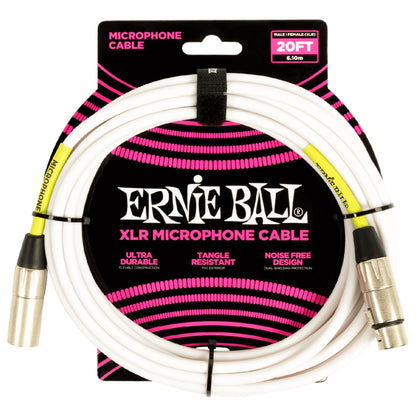Ernie Ball Microphone Cables Ernie Ball 6389 20ft Male Female XLR Microphone Cable - White
