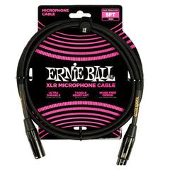 Ernie Ball Microphone Cables Ernie Ball 6390 5ft Braided Male Female XLR Microphone Cable - Black