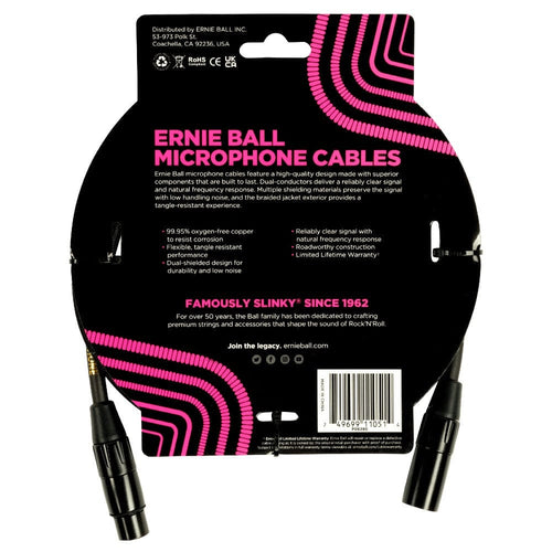 Buy Ernie Ball 6390 5ft Braided Male Female XLR Microphone Cable Black Online Bajaao