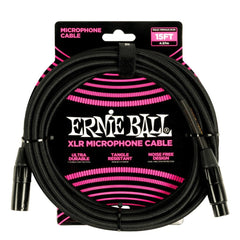 Ernie Ball Microphone Cables Ernie Ball 6391 15ft Braided Male Female XLR Microphone Cable - Black