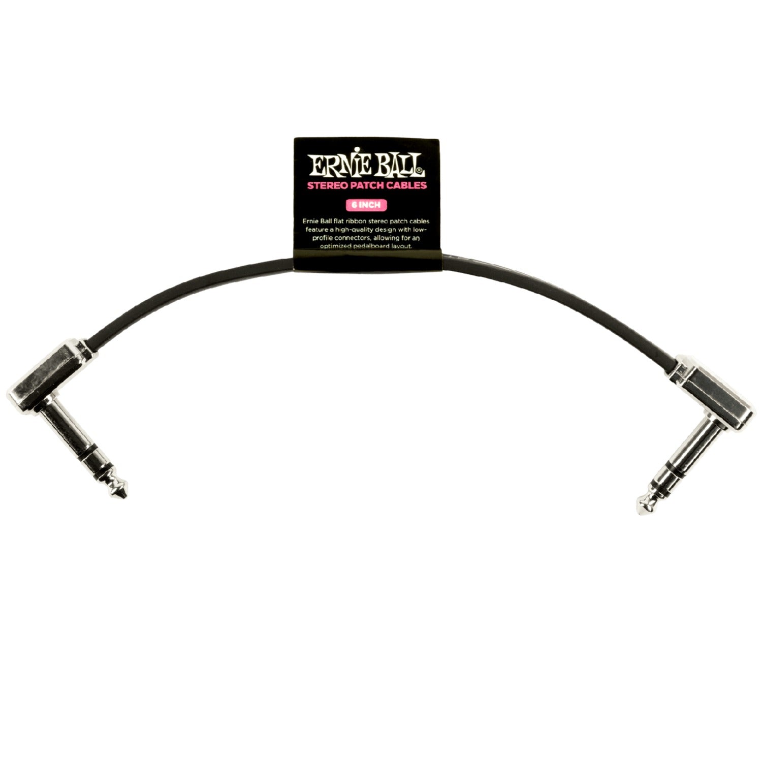 Ernie Ball Patch Cables 15.24 cm Ernie Ball Flat Ribbon Stereo Patch Cable - Black