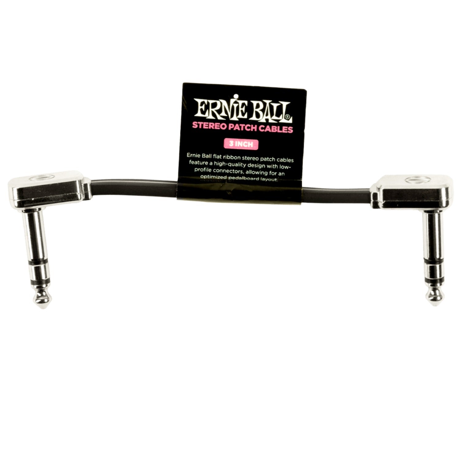 Ernie Ball Patch Cables 7.62 cm Ernie Ball Flat Ribbon Stereo Patch Cable - Black