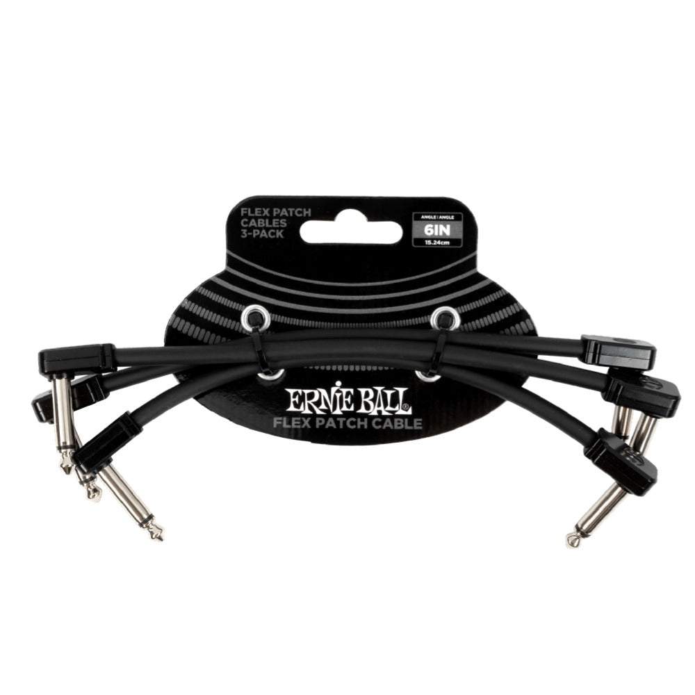 Ernie Ball Patch Cables Black / 6 Inch Ernie Ball Flex Patch Cable - Pack of 3