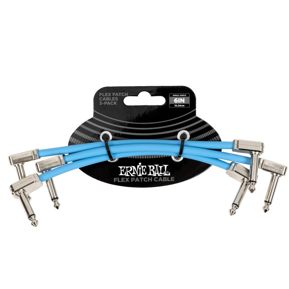 Ernie Ball Patch Cables Blue / 6 Inch Ernie Ball Flex Patch Cable - Pack of 3