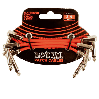 Ernie Ball Patch Cables Ernie Ball 6401 3" Flat Ribbon Patch Cable - Red - Pack of 3