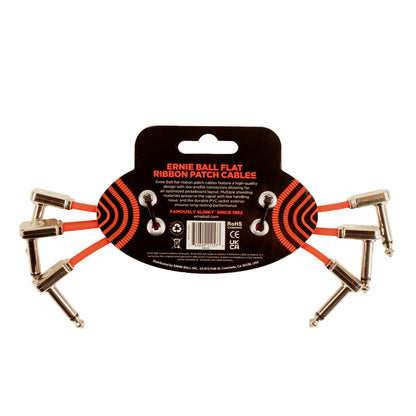 Ernie Ball Patch Cables Ernie Ball 6402 6" Flat Ribbon Patch Cable - Red - Pack of 3